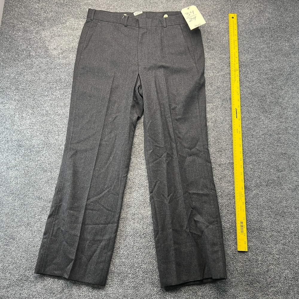 Vintage 80s Lands' End Dress Pants Mens 34x29 Gray Worsted Wool Office Career